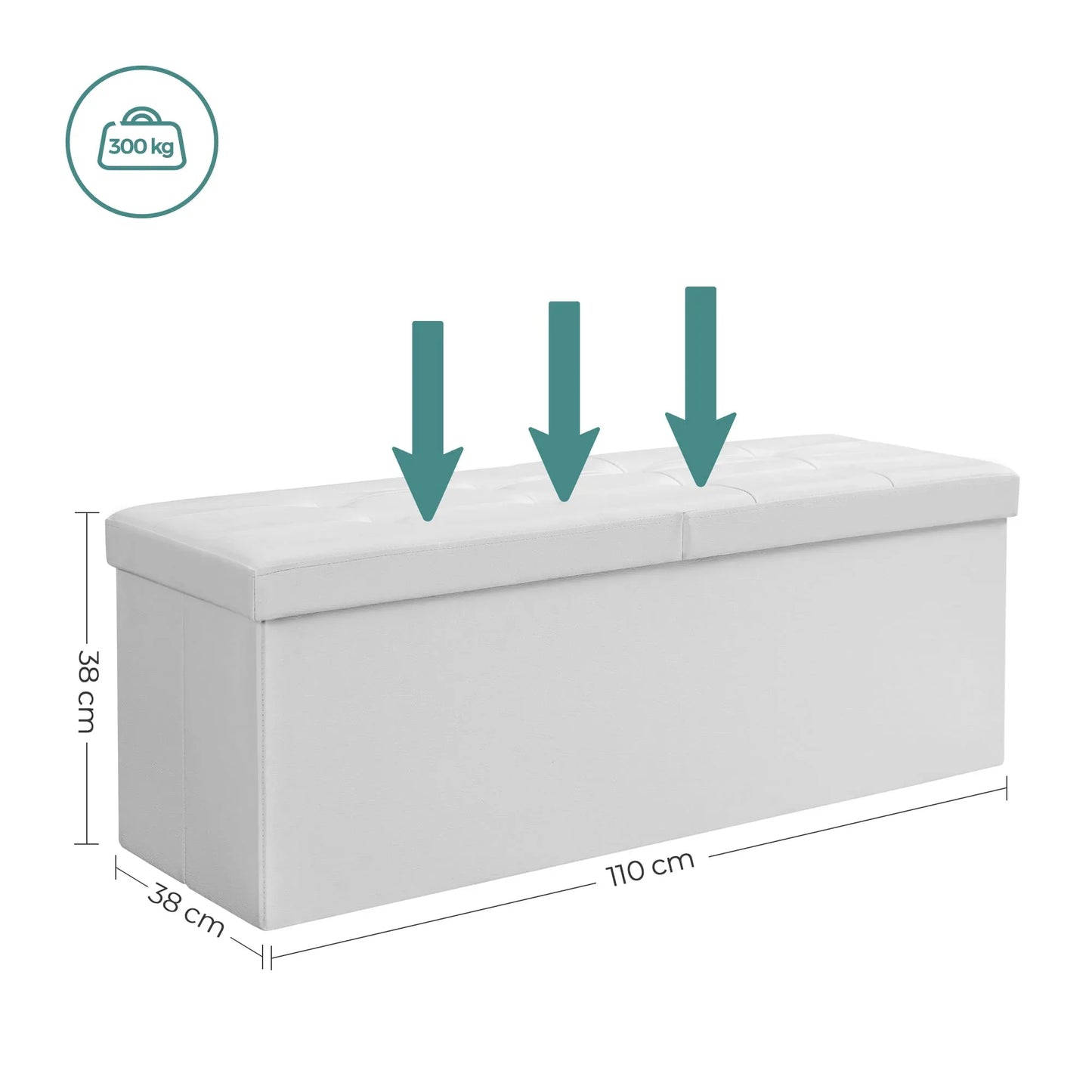 Органайзер за съхранение, пуф, бял - WoowBg