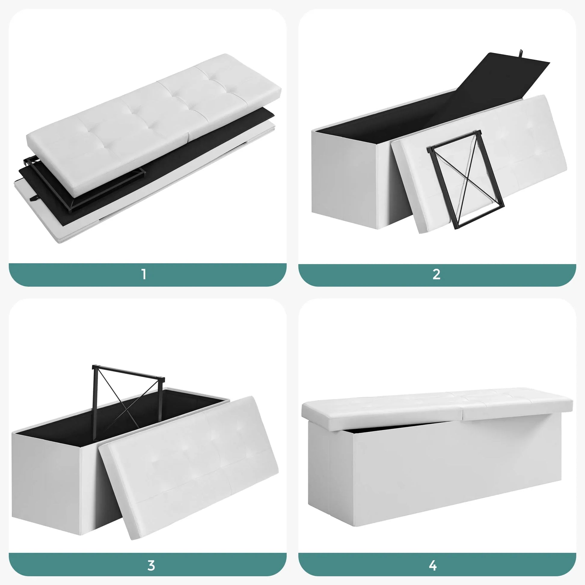 Органайзер за съхранение, пуф, бял - WoowBg