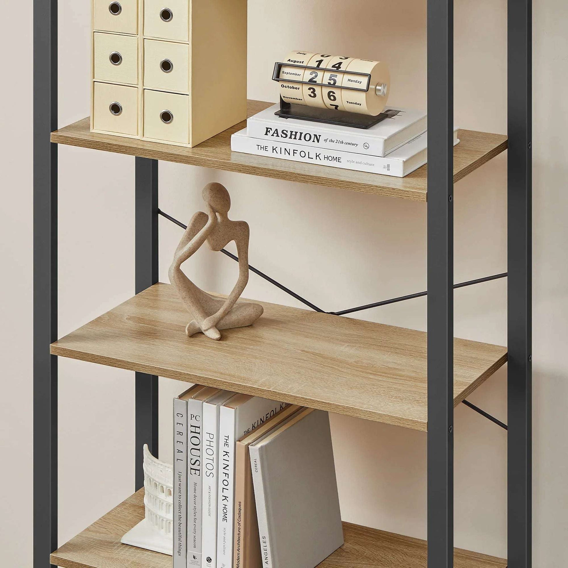 Етажерка за книги, цветя, 5 рафта, сонома - LLS061B11 - WoowBg