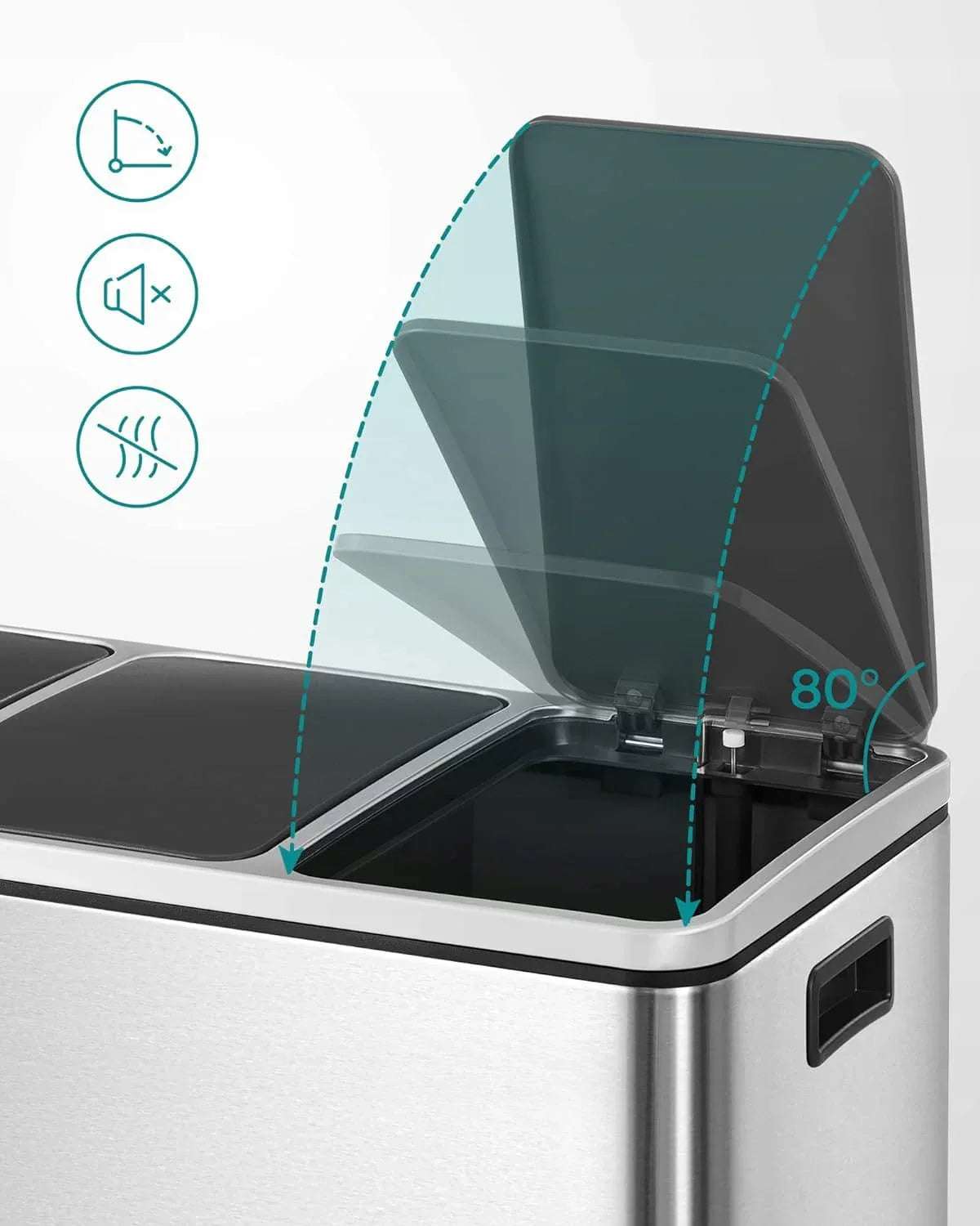Троен кош за отпадъци - хром 3 x 18L = 54L - WoowBg