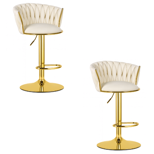 Луксозен тапициран кадифен табрет - 2 броя