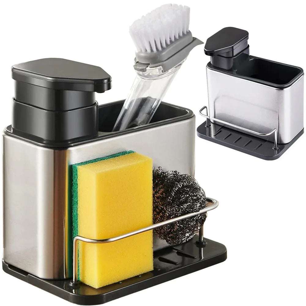 Дозатор за кухненска мивка – органайзер за течен сапун и контейнер за гъба - WoowBg