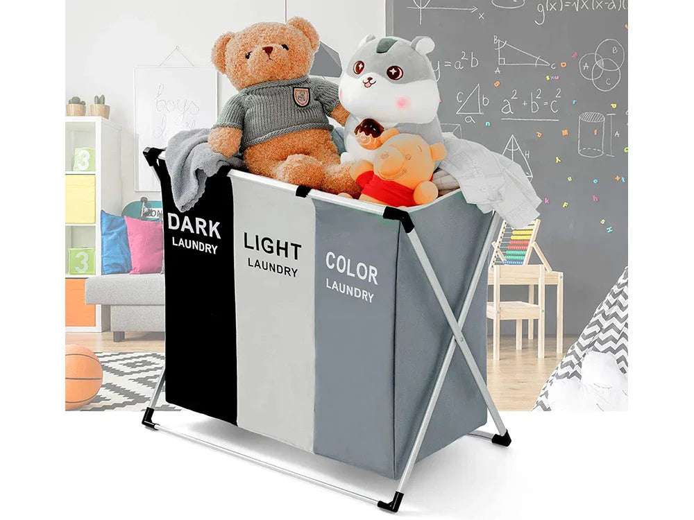 Кош за пране с 3 отделения – сгъваем, 135 л - WoowBg