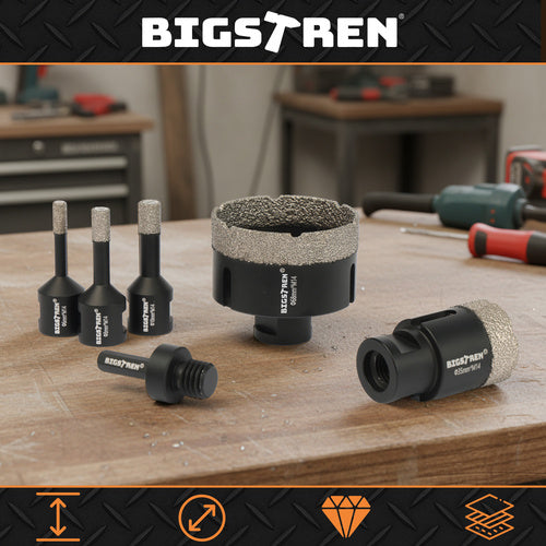 Комплект диамантени боркорони BIGSTREN M14 6–68 мм + адаптер – 6 части - WoowBg
